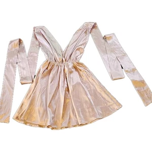 Damen Gr. M A-Linie V-Ausschnitt ärmellos kurz Mini wandelbar Blush Kleid - Bild 1 von 12