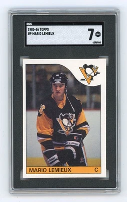 1985-86 Topps Hockey #9 MARIO LEMIEUX RC SGC 7 - Image 1 of 2
