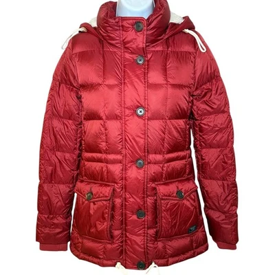 Abercrombie & Fitch Mujer XS Puffer Chaqueta Rojo Plumón Aislado Abrigo con Capucha Foto 1 de 4
