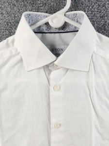 Eton 15 All Cotton Romania Super Slim Convertible Cuff White Poplin Long Sleeve - Bild 1 von 23