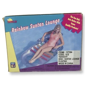 New Vintage 1998 Sunco Rainbow Lounge  Large Pool Float 62” X 33” Float Rare - Picture 1 of 7