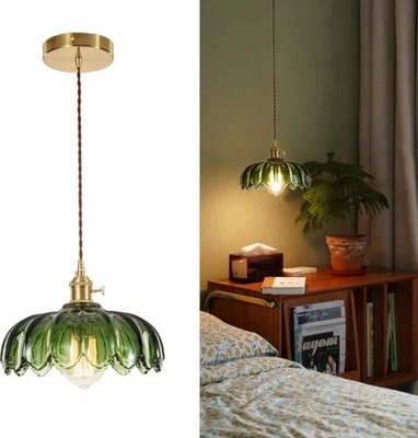 XZHGCEE Glass Pendant Light Vintage Fixtures for Kitchen Island Hardwire Green - Image 1 of 4