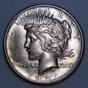 1921 Peace Dollar Key Date High Relief Silver Dollar AU k204 - Bild 1 von 2