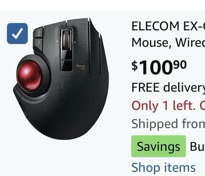 ELECOM EX-G PRO Wired/Wireless Trackball Mouse Thumb Control 8-Button Function - Image 1 of 4
