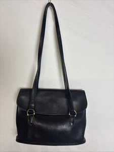 Borsa messenger Coach vintage in pelle nera con doppio manico - Foto 1 di 9