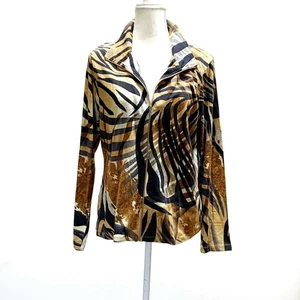 Erin London Damenjacke elfenbeinbraun Animalprint Gr. Large durchgehender Reißverschluss - Bild 1 von 10