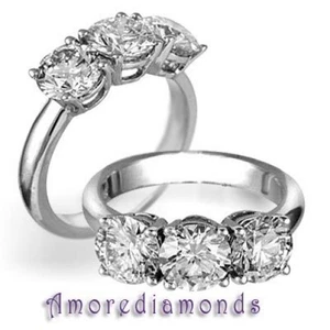 Anillo de aniversario de tres piedras con diamantes de corte redondo certificado de 1,5 quilates oro blanco de 18 quilates - Imagen 1 de 1