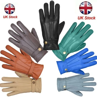 Leather gloves soft feel lining fleece winter warm outdoor walking 100% leather - Image 1 of 4