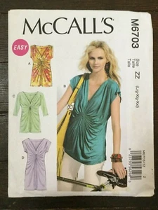 McCalls M6703 Top Dress Pleated Draping Bodice Pullover Loose L-2XL 16-26 Uncut - Picture 1 of 6