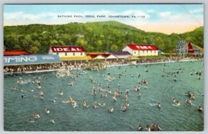 1940-50's JOHNSTOWN PENNSYLVANIA PA IDEAL PARK SWIMMING BATHING POOL POSTCARD - Picture 1 of 2
