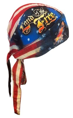Land of The Free American Flag Skull Durag Cap Biker Bandana Headwrap - Image 1 of 4