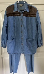 Vintage CITY GIRL SPORT 80's Fashion Denim Jacket & Pants Size 18 Made in USA - Picture 1 of 11