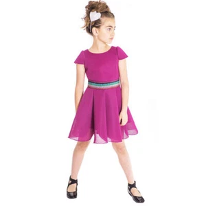 NEW  sz 8/10 12/ 14 Zoe Ltd Berry Stunning Girls Skater Dress w/Rainbow belt - Picture 1 of 1