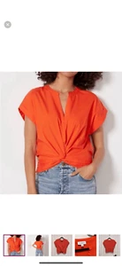 EVEREVE Women’s Orange Sleeveless Sadie Twist Poplin Top Size Small - Picture 1 of 8