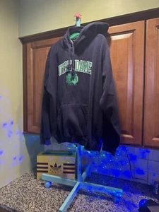 Vintage Notre Dame Genuine Stuff - Mens XL - Navy/Green - Cuffed Hoodie 📸👀 - Picture 1 of 12