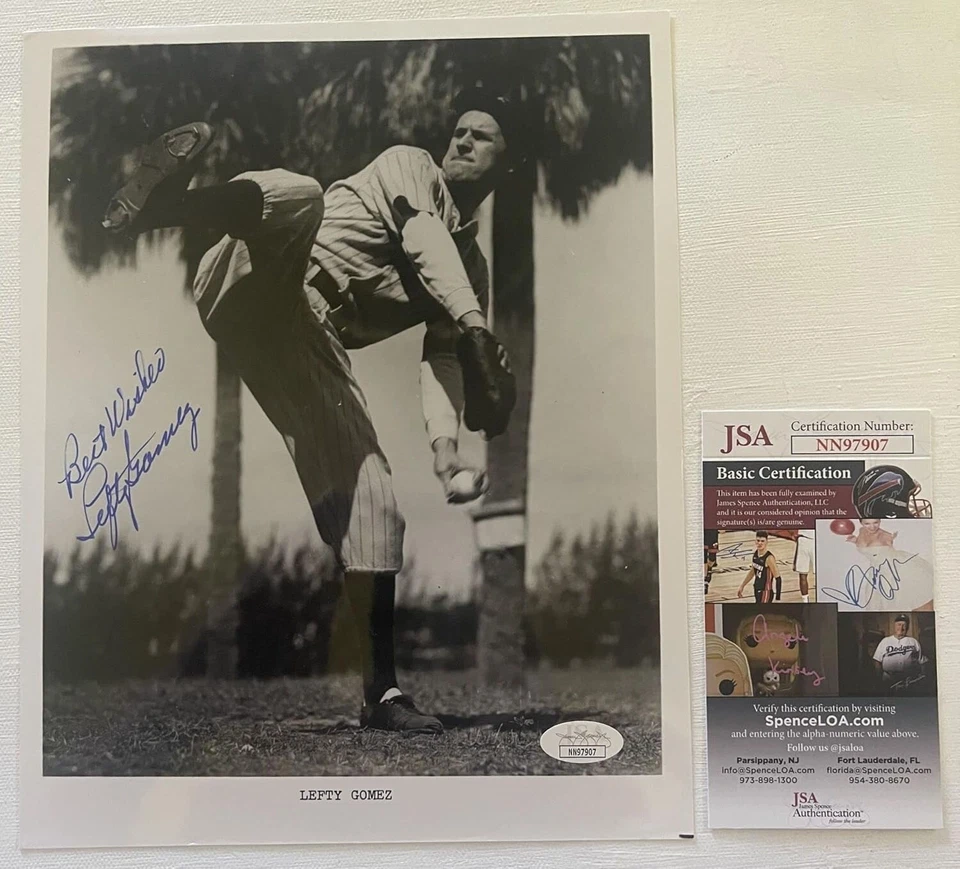 Lefty Gomez Signed Autographed Vintage Glossy 8x10 Photo New York Yankees : JSA - Image 1 of 1