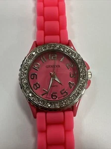 Geneva Ladies Hot Pink Quartz Watch 37mm Case - Picture 1 of 6