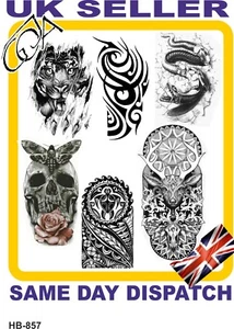 Fabulous 3D Large Temporary Tattoo Body Sticker Tattoo Unisex Fake 6 Design Cool - Bild 1 von 7