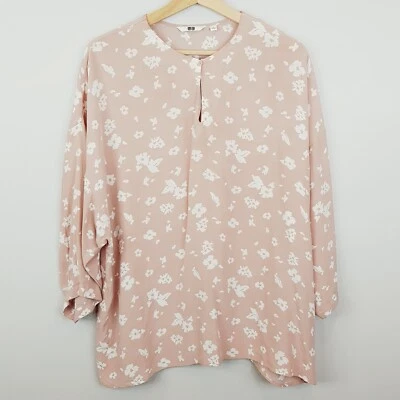 [ UNIQLO ] Womens Floral Printed Rayon Long Sleeve Blouse Top | Size L or AU 14 - Image 1 of 4