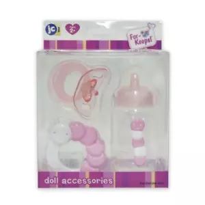 JC Toys 3-Piece Pink Accessory Gift Set Includes Bottle, Pacifier, and - Picture 1 of 3
