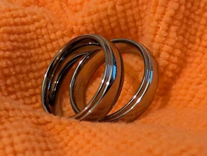 SET OF TWO Size 8: 6mm Tungsten Carbide Ring for Men - Polish Domed Step Design - Picture 1 of 3