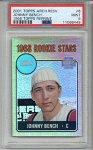 2001 TOPPS ARCHIVES RESERVE 1968 REPRINT REFRACTOR #6 JOHNNY BENCH PSA 9 RARE - Picture 1 of 2