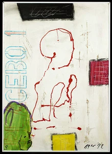 "Placebo 1" 1992. Mischtechnik Frederick William AYER (*1943-2010 NGA) handsign. - Bild 1 von 5