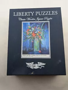 Puzzle Liberty in legno fiori e tende blu, 456 pezzi completi - Foto 1 di 4