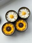 Original Handmade  Daisy and Sunflower candles in metal jar | 100g