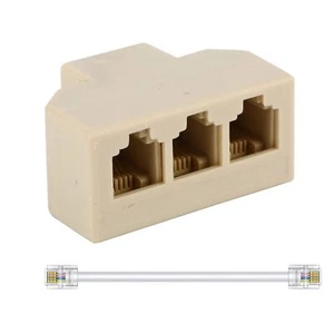 Phone Splitter Way Telephone Adapter Rj11 6p4c Female To Females For Landline An - Picture 1 of 7