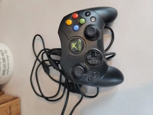 Original Microsoft Xbox S-Type OEM Black Wired Controller With Cable - Picture 1 of 1