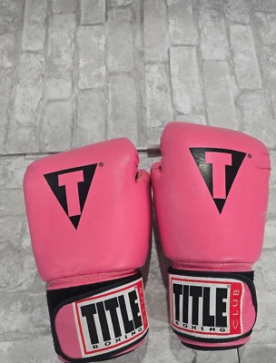 TITLE Club Boxing Pink Black Leather Boxing MMA Gloves Excellent Clean - Image 1 of 4