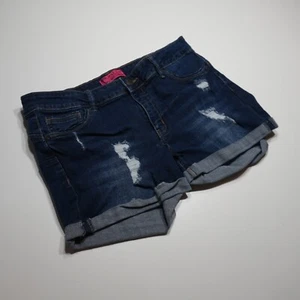 Wachs Jeans Shorts Damen Large Destroyed Rollbündchen 3" Shortie flexibel Dark Denim - Bild 1 von 17
