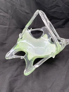 Italienischer Murano Korb aus mundgeblasenem Glas grün mit Henkel - Bild 1 von 11