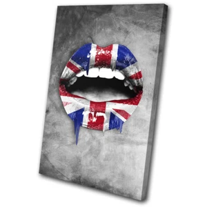Impresión de imágenes Union Jack Lips Grunge Moda ARTE DE PARED DE LIENZO ÚNICO - Imagen 1 de 1