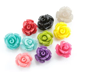 Resin Plastic Rose Flower Beads for Sewing Jewellery Making Craft 20pc Size 8mm - Picture 1 of 9