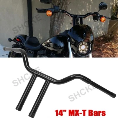 Black 14" Rise MX-T Bar Handlebar For Harley Sportster Iron 883 1200 48 72 XL - Изображение 1 из 4