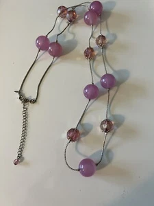 Vintage Avon Mauve & Silber Töne Boho Stil Halskette 34 + 4 cm - Bild 1 von 6
