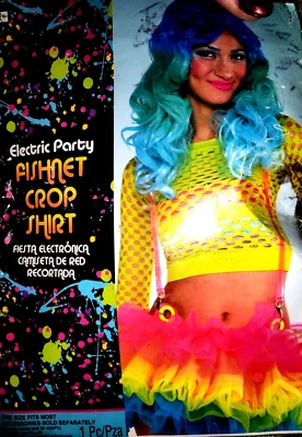 Camisa Fishnet Adulto Pop Star Anos 80 Fantasia Vestido Fantasia Halloween - Imagem 1 de 4