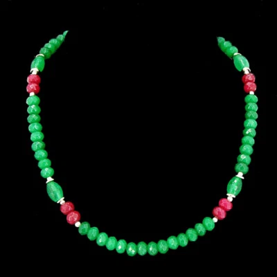 BAILYSBEADS edle designer Rubin & Smaragd-Kette Halskette behandelt CV14 - Bild 1 von 3
