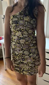 Zara Womens One Shoulder Gusset Dress Black Gold Size XS NWT - Picture 1 of 5