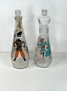 Vtg Collectible Bottles MCM Design Russian Man Musician Decanter Vase Set 2 - Picture 1 of 10