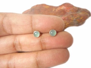 Pendientes de tachuelas de piedras preciosas de plata esterlina 925 AGUAMARINA - 5 mm - Imagen 1 de 5