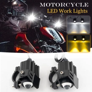 2x Amarillo Blanco LED Luz Antiniebla de Conducción Auxiliar Motocicleta Lámpara de Conducción - Imagen 1 de 13