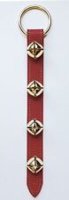 RED LEATHER DOORKNOB BELL STRAP WITH FOUR BRASS PLATED BELLS - JINGLE BELLS