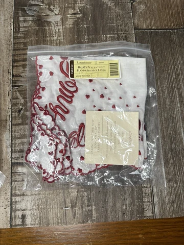 Longaberger Basket Liner Be My Valentine Handkerchief - New 23167 Cover