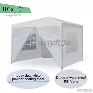 10'x10' Canopy Tent Gazebo Outdoor Folding Market Wedding Party Marquee Tent Hot - Picture 1 of 7