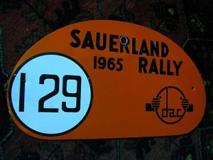 1965 Sauerland Rally plate #129 SAAB Porsche 911S 912 BMW Fiat Renault Matra - Picture 1 of 7