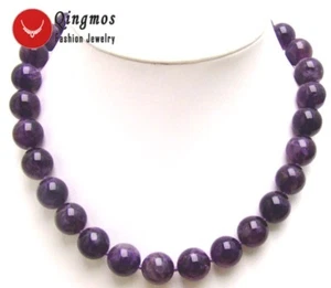 Collar redondo de amatista púrpura natural de 14 mm para mujer gargantillas de joyería de piedra de 18" - Imagen 1 de 4