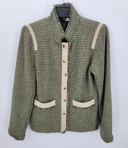 Sundance Jacket Womens 8 Town & Country Green Khaki Wool Blend Tweed Blazer - Picture 1 of 9